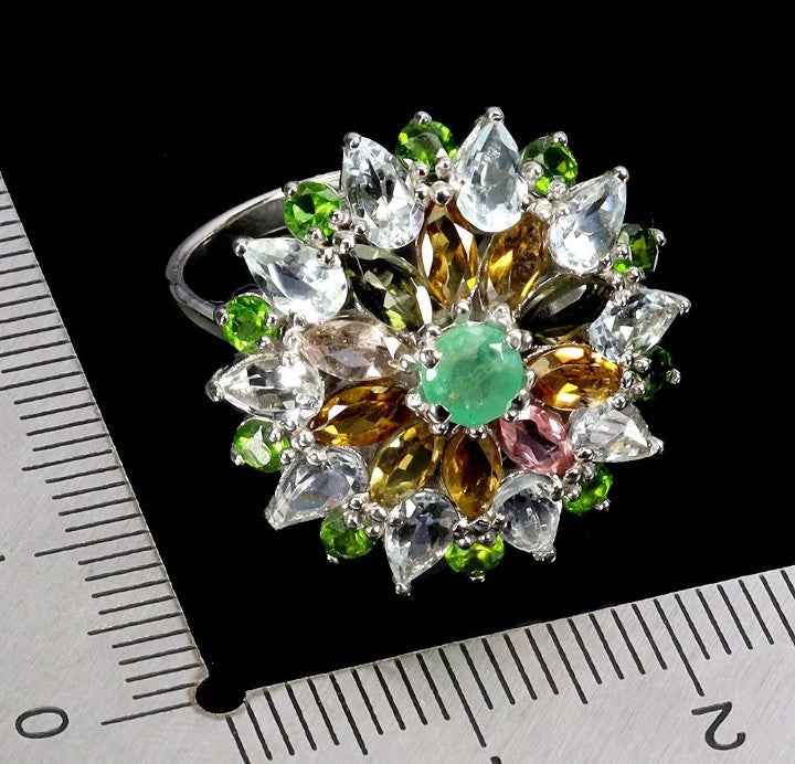 925 Sterling Silver Aquamarine Ring 14k White Gold Plated Pear Cut Blue Gemstone