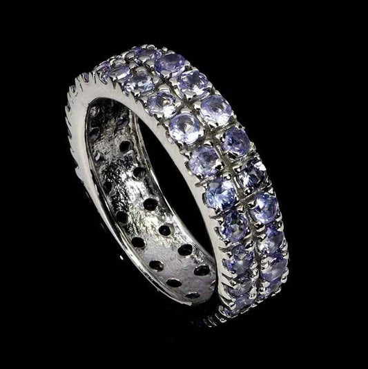Tanzanite Eternity Ring - 925 Sterling Silver with 14k White Gold Plating