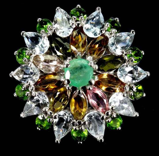 925 Sterling Silver Aquamarine Ring 14k White Gold Plated Pear Cut Blue Gemstone