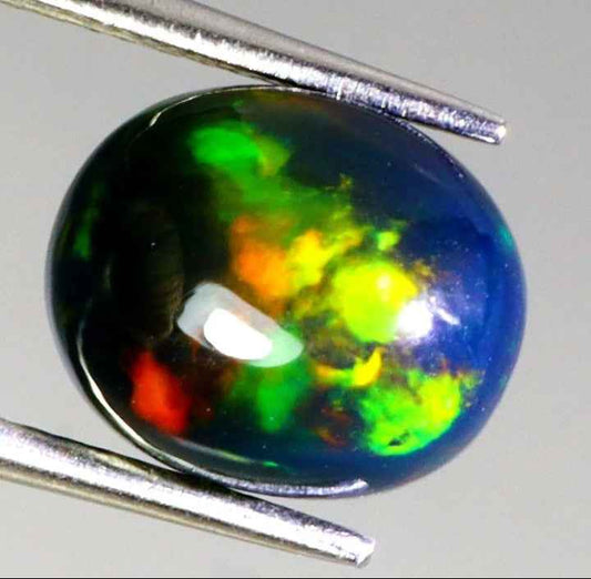 Natural Ethiopian Black Opal - 3.00 ct Oval Cabochon
