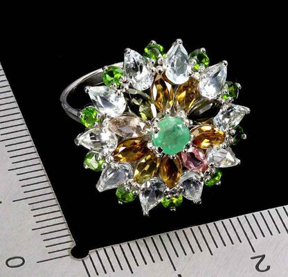 925 Sterling Silver Aquamarine Ring 14k White Gold Plated Pear Cut Blue Gemstone