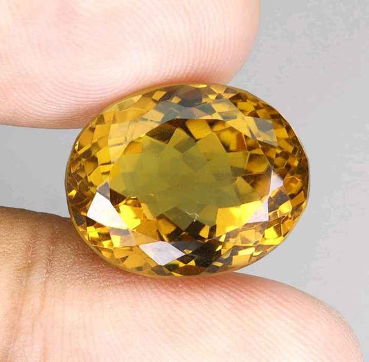 Natural Citrine Gemstone 19.9ct - Brazilian Yellow Oval Cut