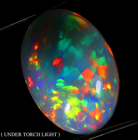 Natural Ethiopian Fire Opal - 9.86ct AAA Rainbow Cabochon