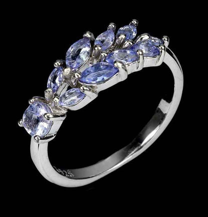 Sterling Silver Tanzanite Ring - Marquise Cut Blue Violet Gemstone