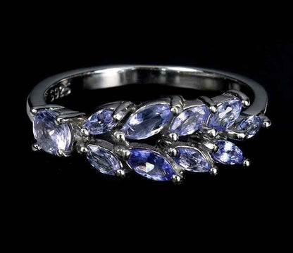 Sterling Silver Tanzanite Ring - Marquise Cut Blue Violet Gemstone