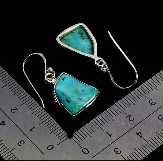 Sterling Silver Turquoise Earrings - Natural Arizona Stone