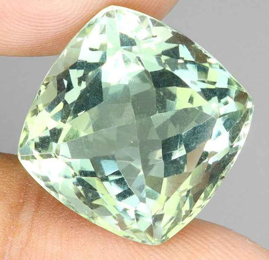 Natural Green Amethyst Gemstone - 24.98ct Cushion Cut VVS