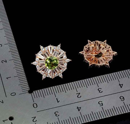 Sterling Silver Peridot Stud Earrings - Rose Gold Plated