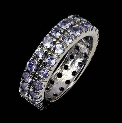 Tanzanite Eternity Ring - 925 Sterling Silver with 14k White Gold Plating