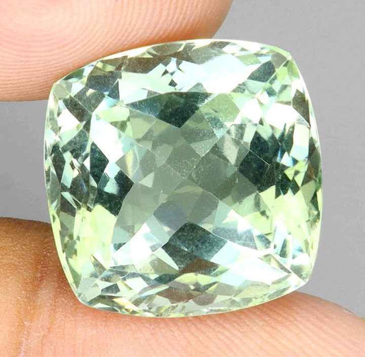 Natural Green Amethyst Gemstone - 24.98ct Cushion Cut VVS