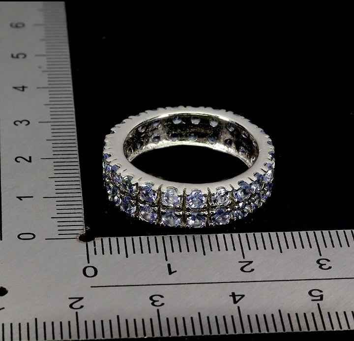 Tanzanite Eternity Ring - 925 Sterling Silver with 14k White Gold Plating