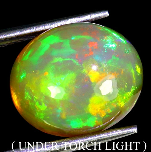 Ethiopian Fire Opal 3.73ct - AAA Hot Rainbow Luster Oval Cabochon