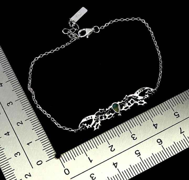 925 Sterling Silver Ethiopian Fire Opal Bracelet with Cubic Zirconia & Sapphire