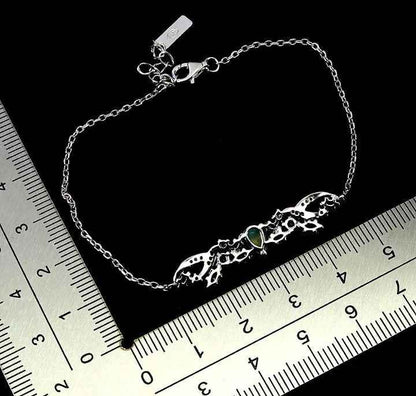 925 Sterling Silver Ethiopian Fire Opal Bracelet with Cubic Zirconia & Sapphire