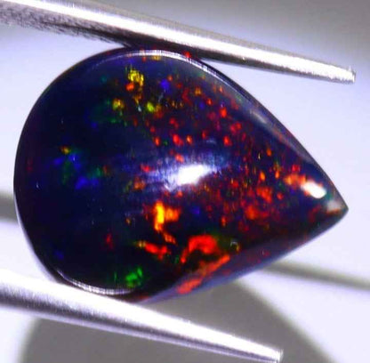 Natural Ethiopian Black Opal - 5.86ct Teardrop Cabochon
