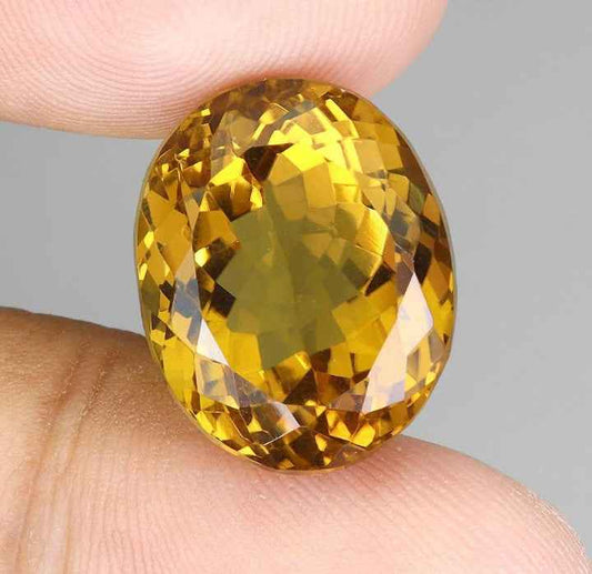 Natural Citrine Gemstone 19.9ct - Brazilian Yellow Oval Cut