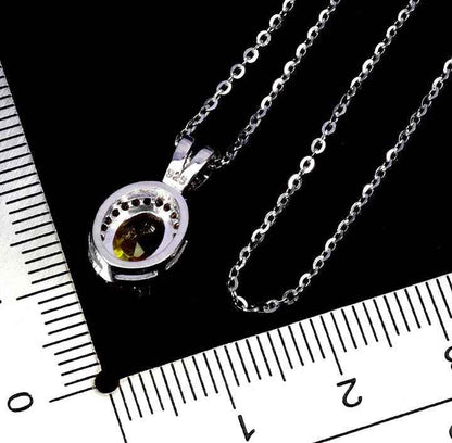 925 Sterling Silver Yellow Sapphire Necklace - 14k White Gold Plated