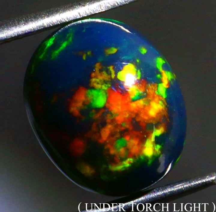 Natural Ethiopian Black Opal - 3.00 ct Oval Cabochon