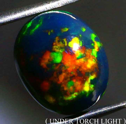 Natural Ethiopian Black Opal - 3.00 ct Oval Cabochon