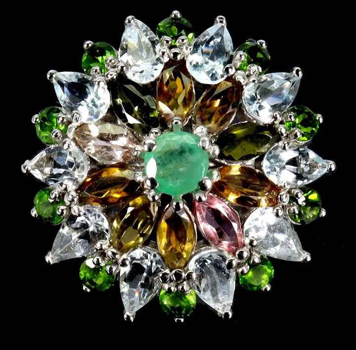 925 Sterling Silver Aquamarine Ring 14k White Gold Plated Pear Cut Blue Gemstone